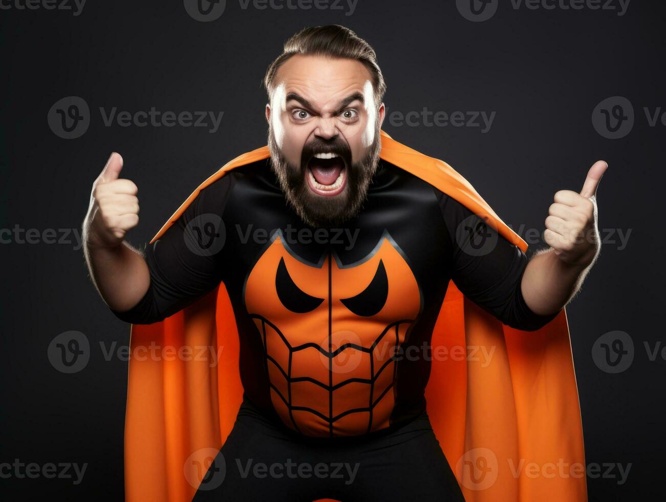 Man in a Halloween costume with a playful pose AI Generative photo