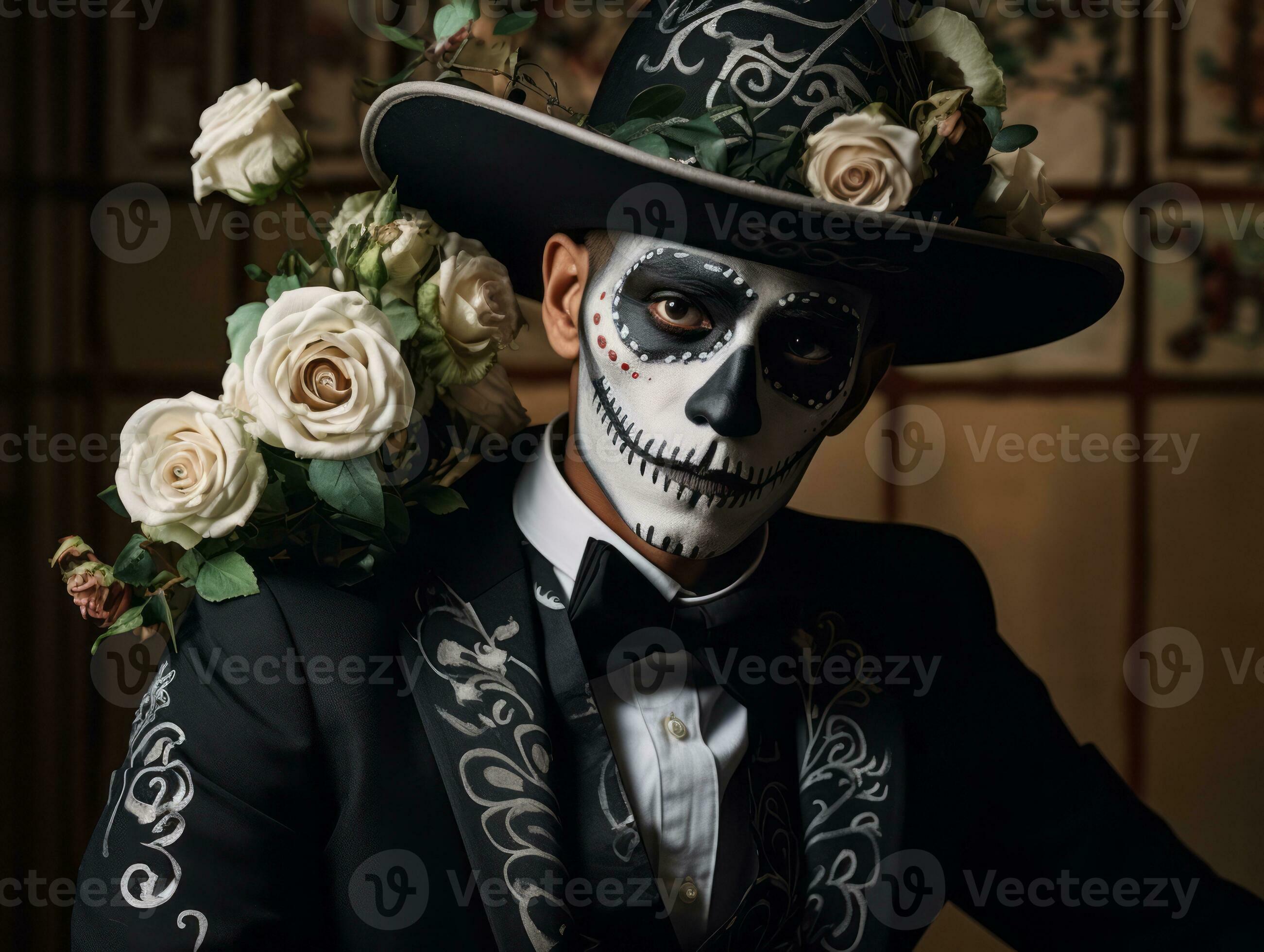 Man In Day Of The Dead Makeup With