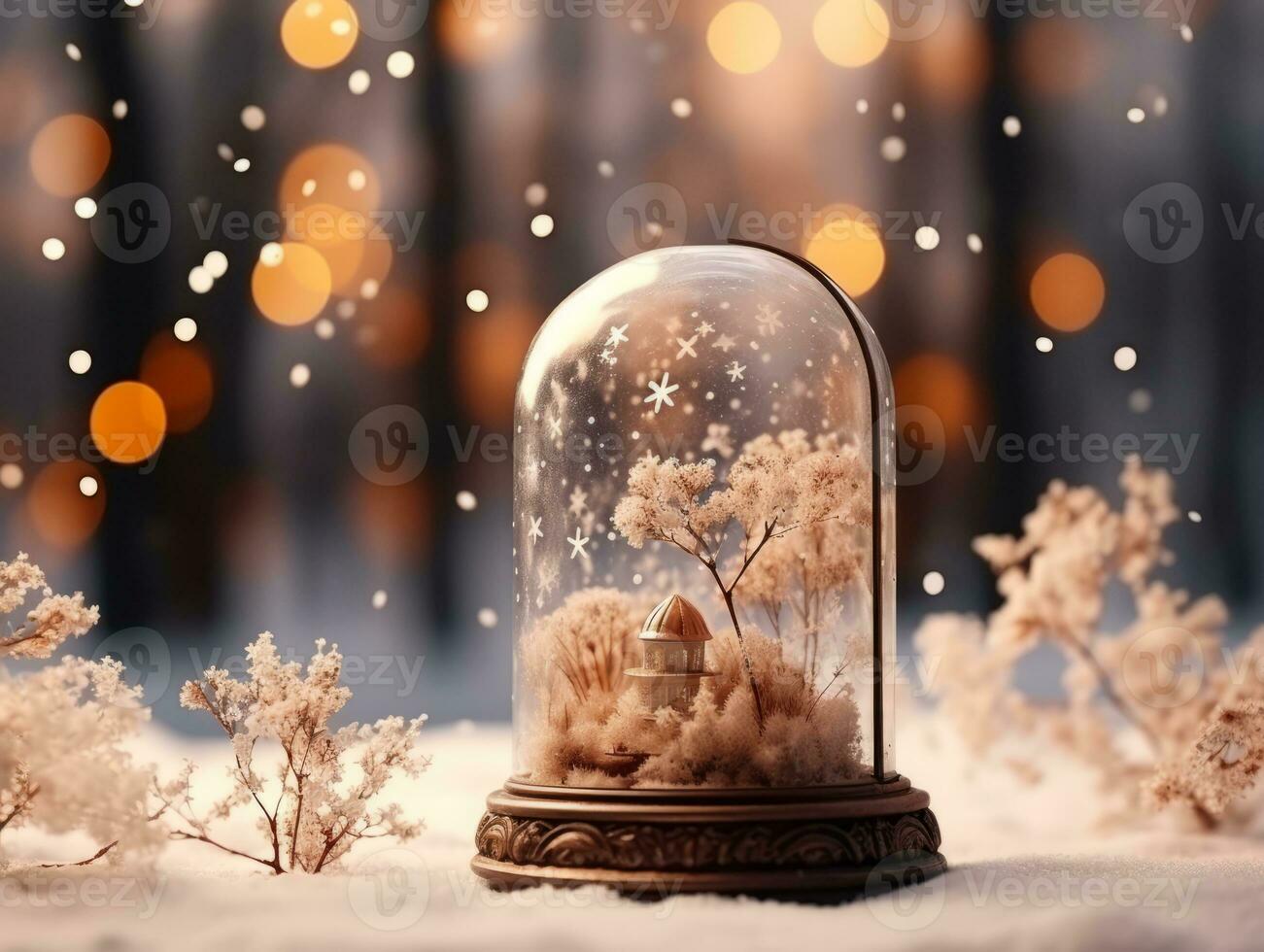 Christmas composition with copy space and bokeh background AI Generative photo
