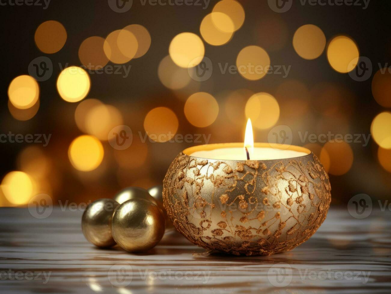 Christmas composition with copy space and bokeh background AI Generative photo