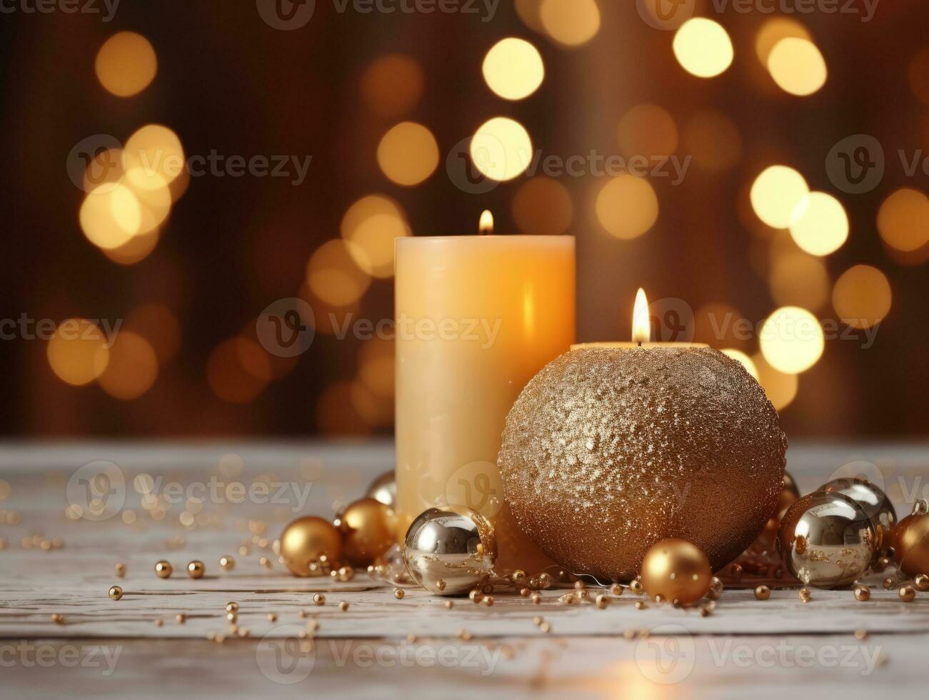 Christmas composition with copy space and bokeh background AI Generative photo