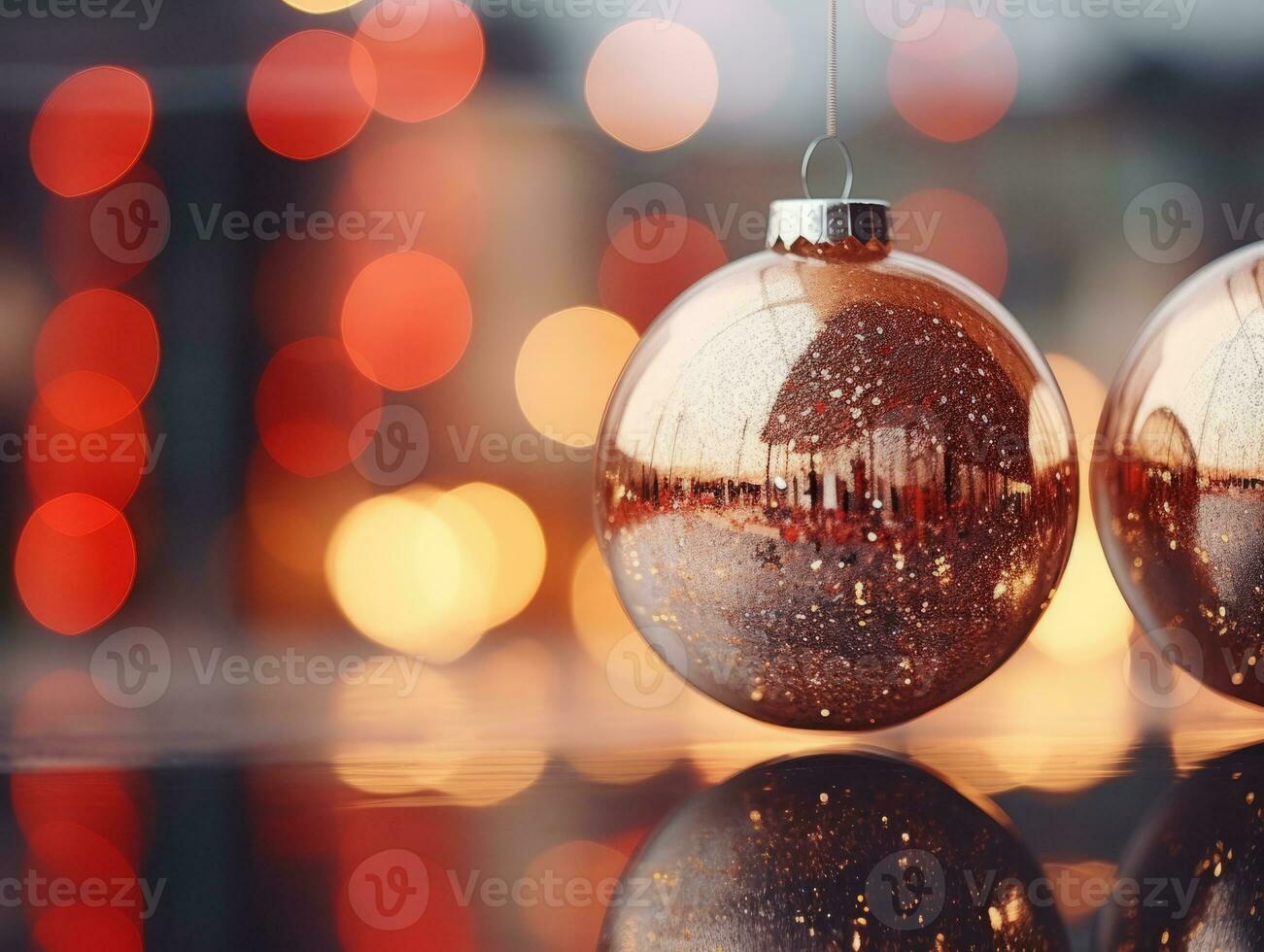 Christmas composition with copy space and bokeh background AI Generative photo