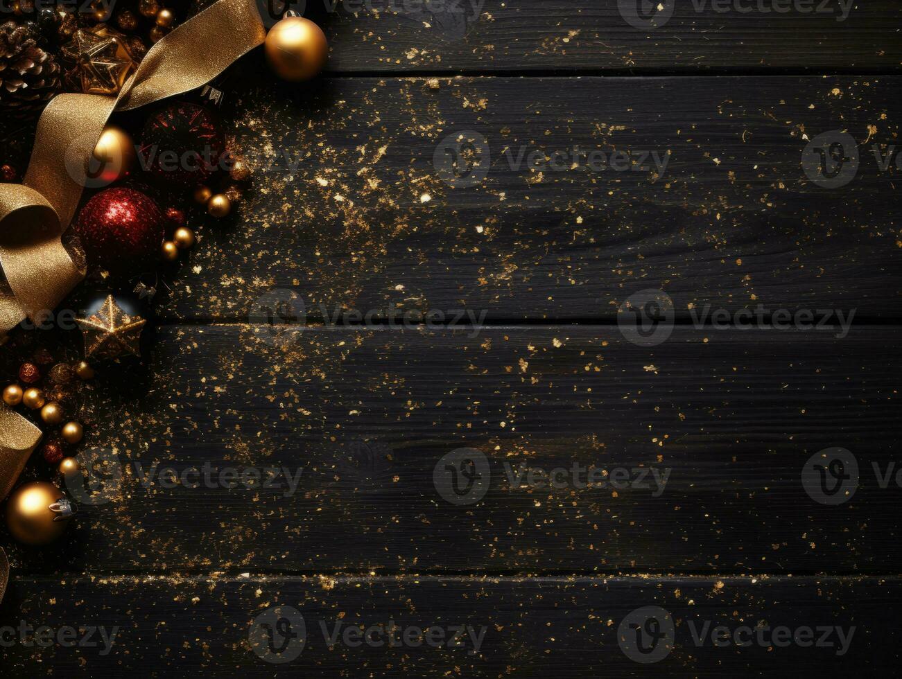 Christmas composition with copy space and bokeh background AI Generative photo