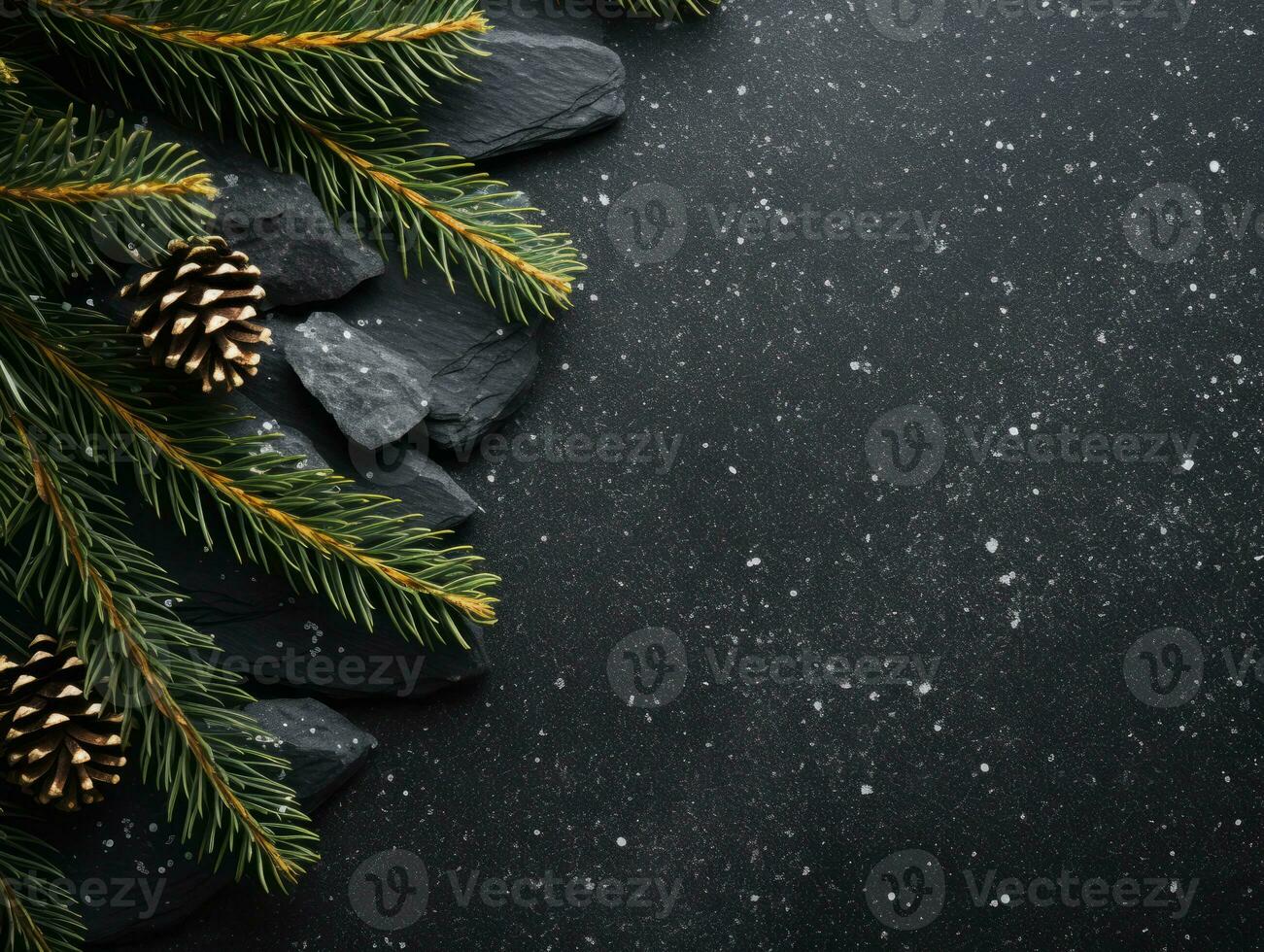 Christmas composition with copy space and bokeh background AI Generative photo