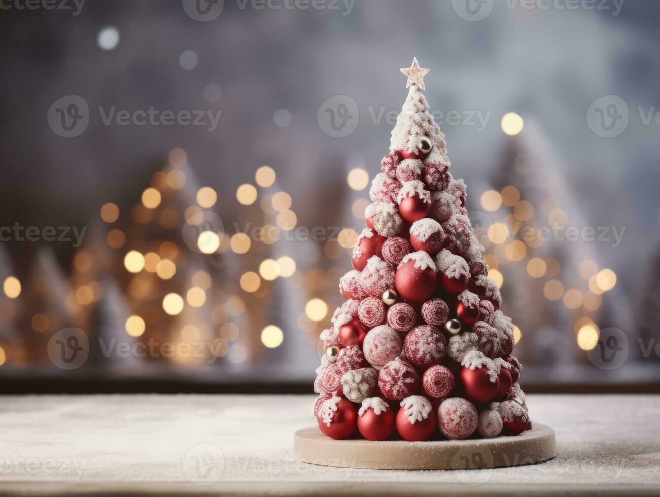 Christmas composition with copy space and bokeh background AI Generative photo