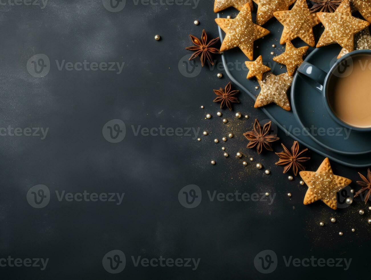Christmas composition with copy space and bokeh background AI Generative photo