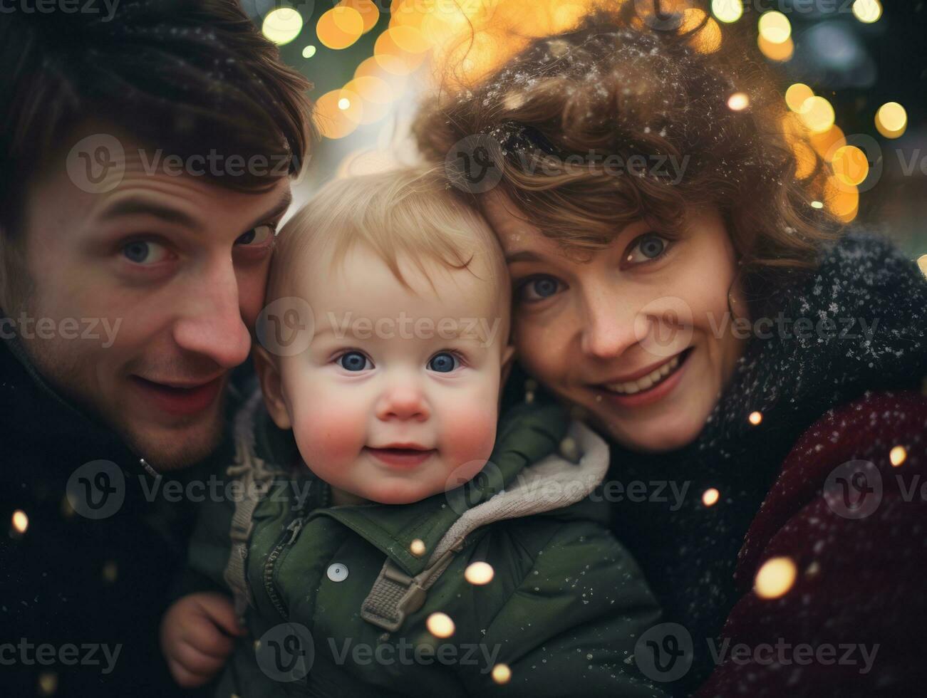 el familia disfruta celebrando Navidad víspera juntos ai generativo foto