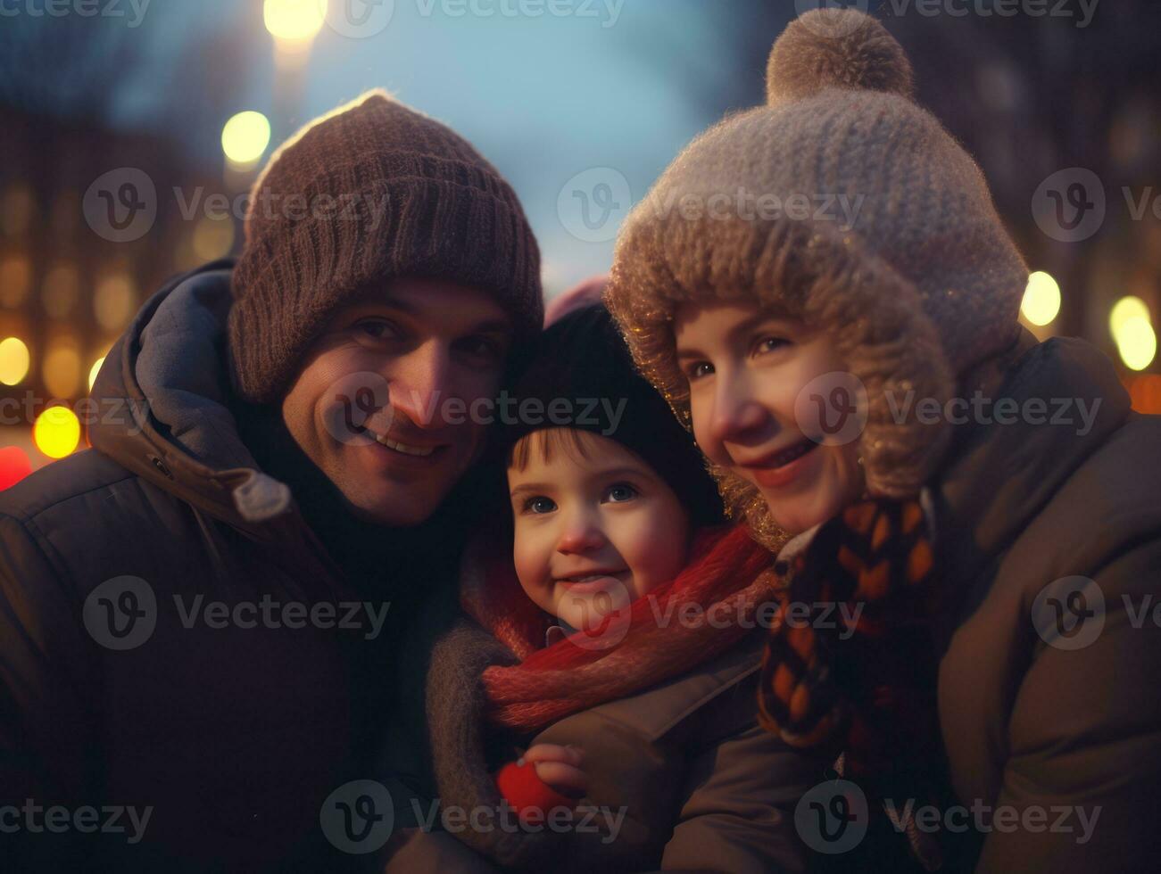 The family enjoys celebrating Christmas Eve together AI Generative photo