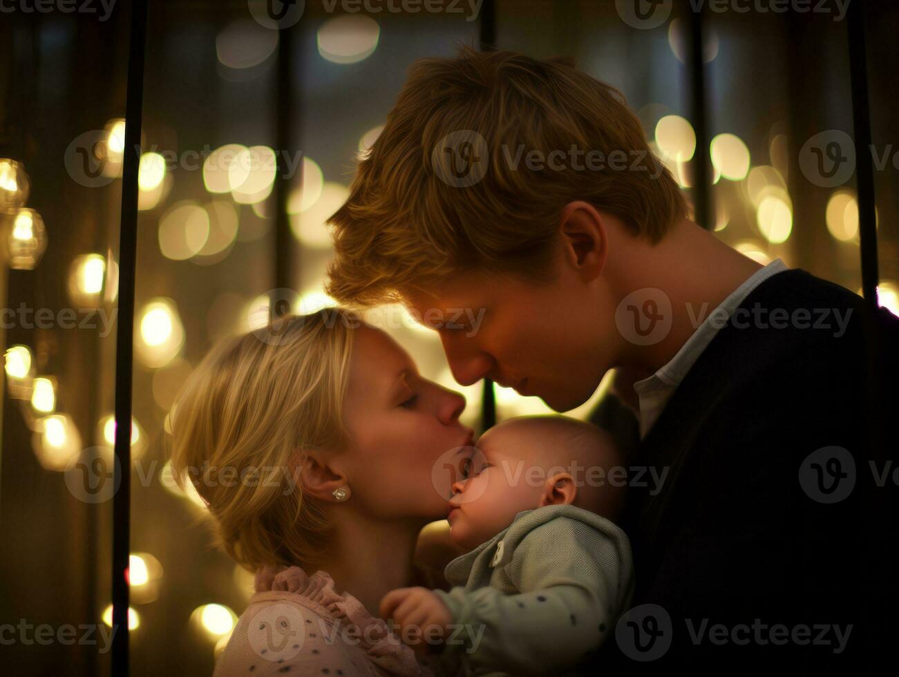 el familia disfruta celebrando Navidad víspera juntos ai generativo foto