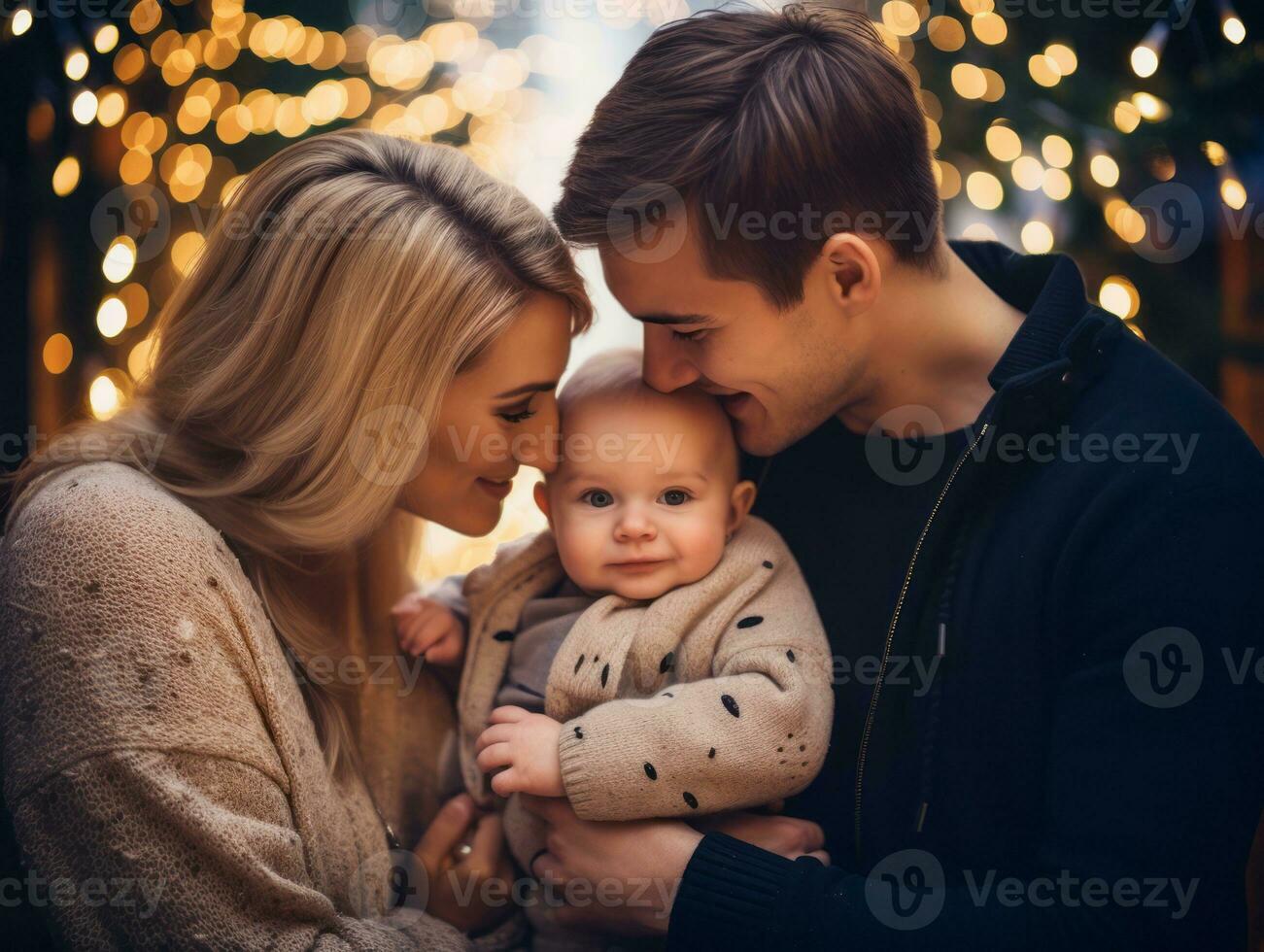 el familia disfruta celebrando Navidad víspera juntos ai generativo foto