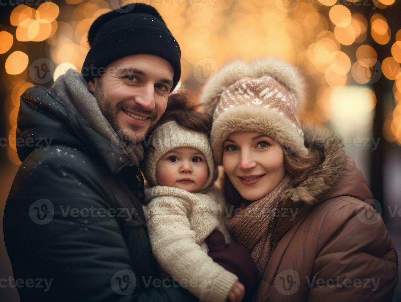 The family enjoys celebrating Christmas Eve together AI Generative photo