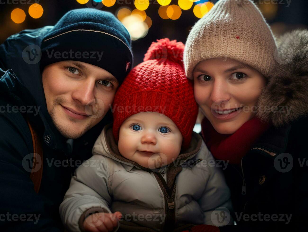 The family enjoys celebrating Christmas Eve together AI Generative photo