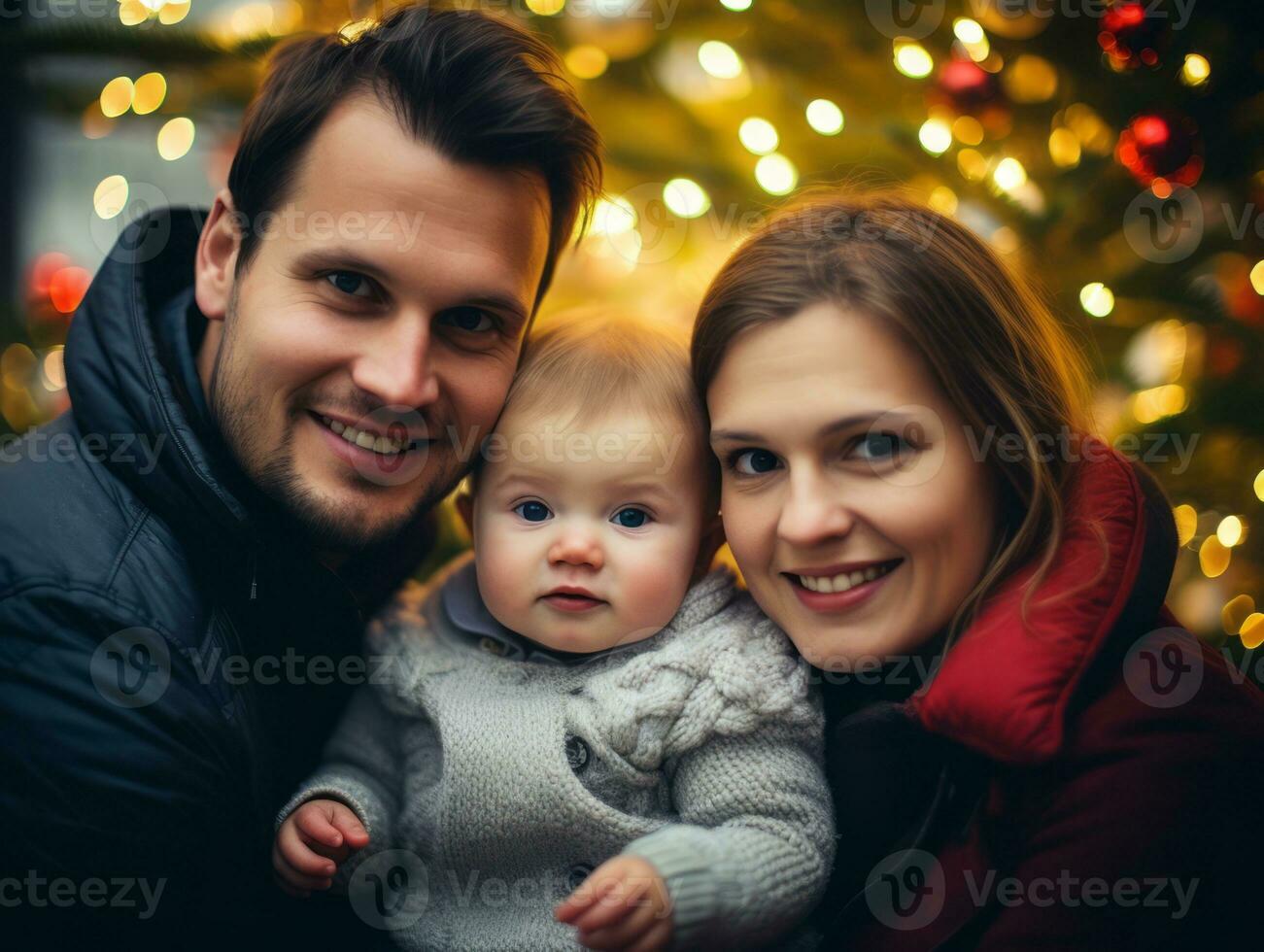 el familia disfruta celebrando Navidad víspera juntos ai generativo foto