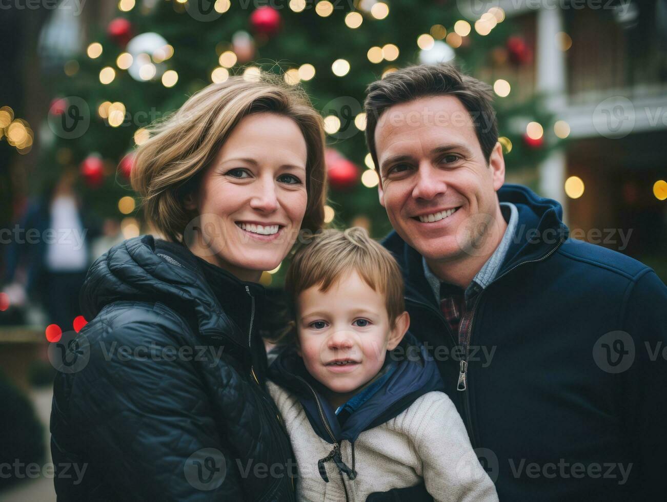 el familia disfruta celebrando Navidad víspera juntos ai generativo foto