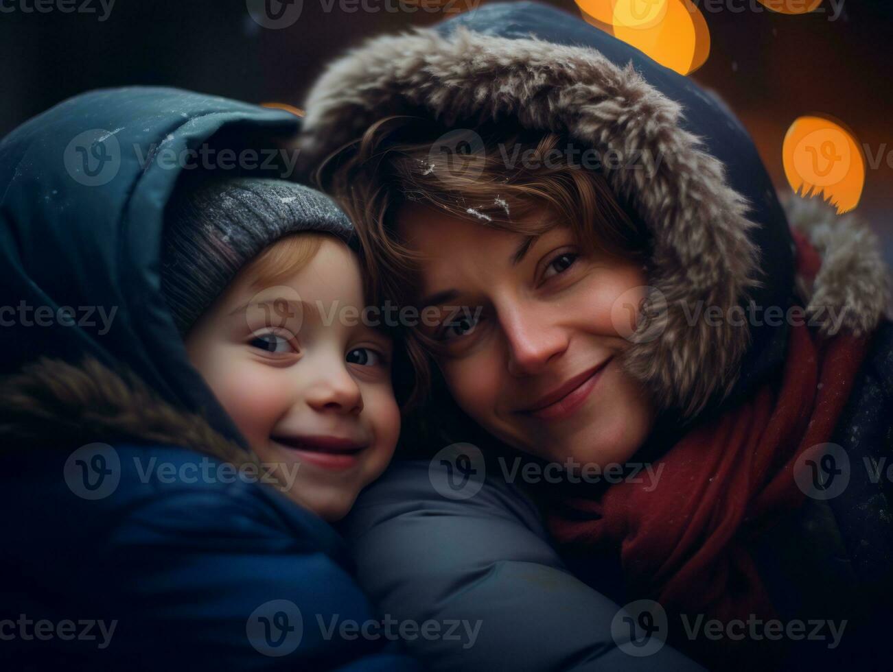 The family enjoys celebrating Christmas Eve together AI Generative photo