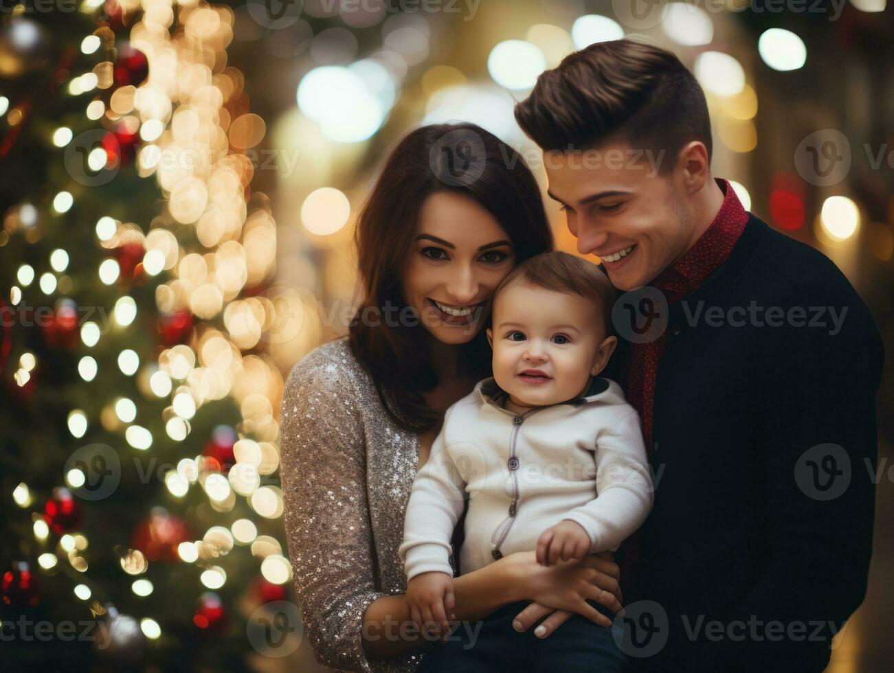 The family enjoys celebrating Christmas Eve together AI Generative photo