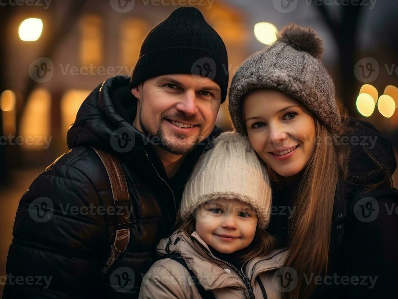 The family enjoys celebrating Christmas Eve together AI Generative photo