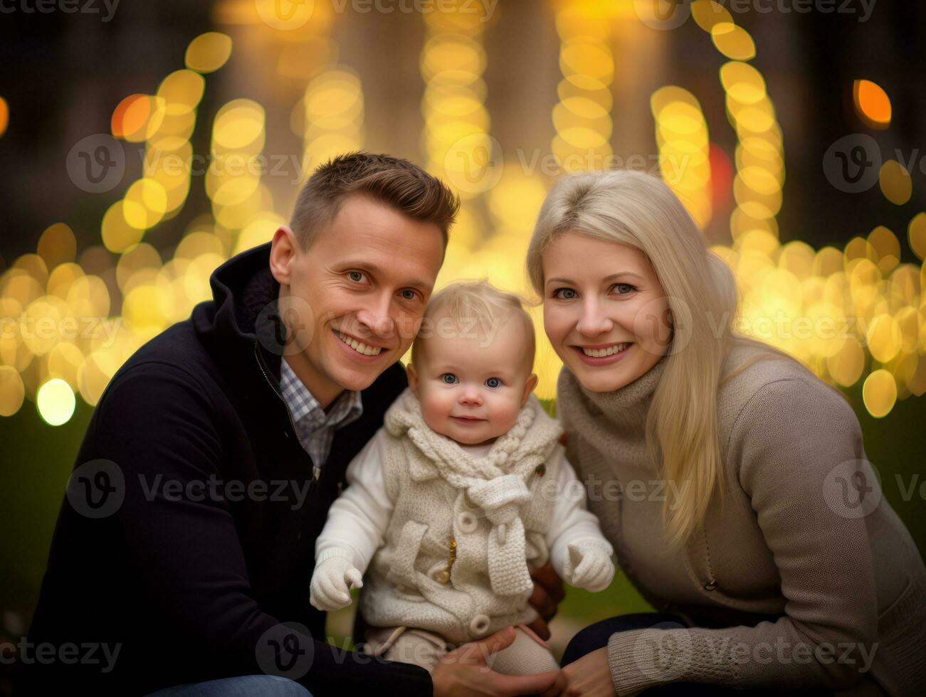 The family enjoys celebrating Christmas Eve together AI Generative photo