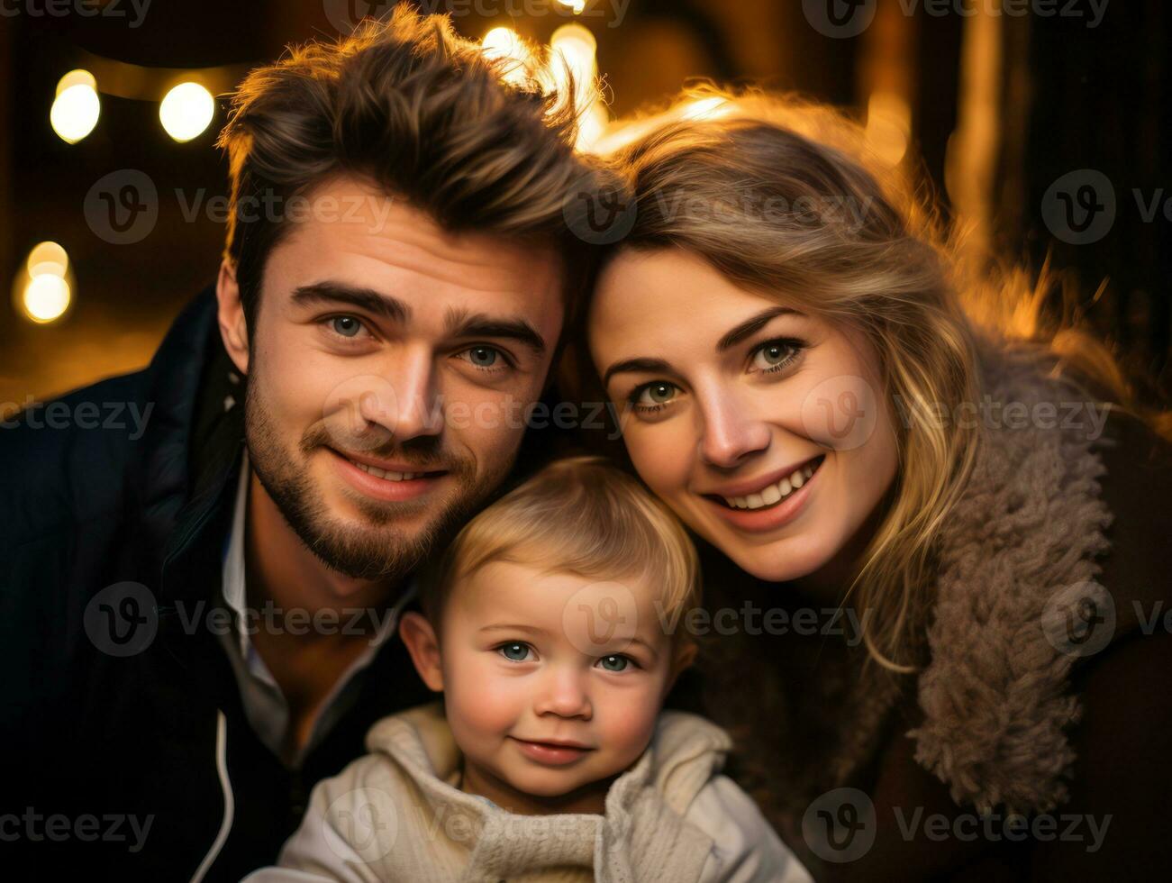 el familia disfruta celebrando Navidad víspera juntos ai generativo foto