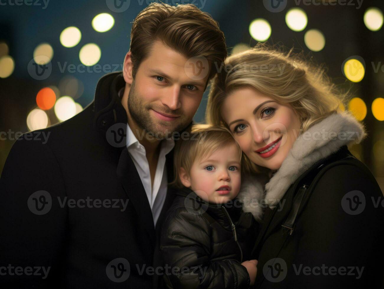 el familia disfruta celebrando Navidad víspera juntos ai generativo foto