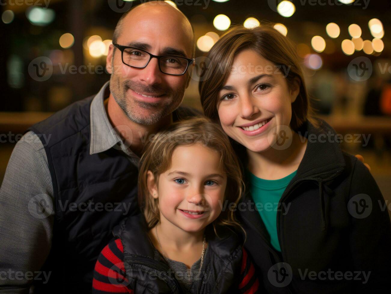 The family enjoys celebrating Christmas Eve together AI Generative photo