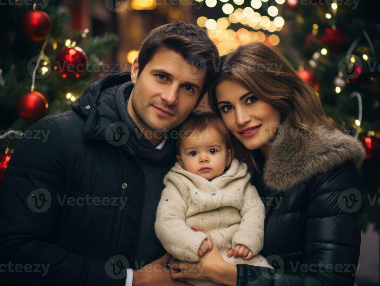 The family enjoys celebrating Christmas Eve together AI Generative photo