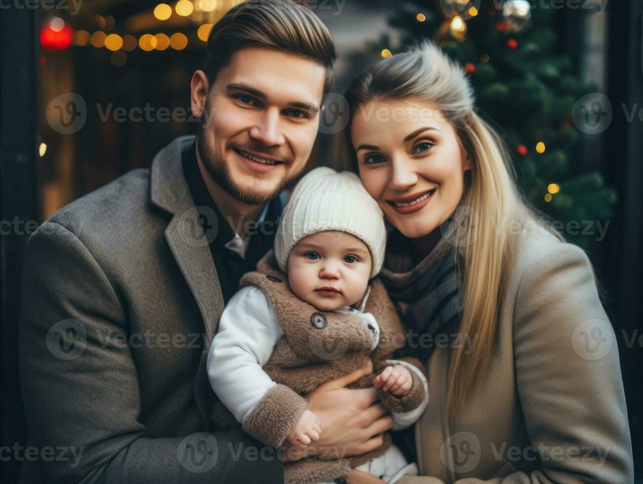 el familia disfruta celebrando Navidad víspera juntos ai generativo foto