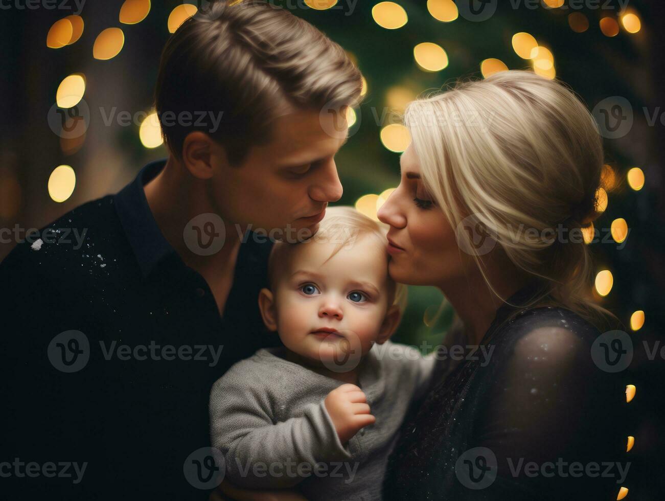 The family enjoys celebrating Christmas Eve together AI Generative photo