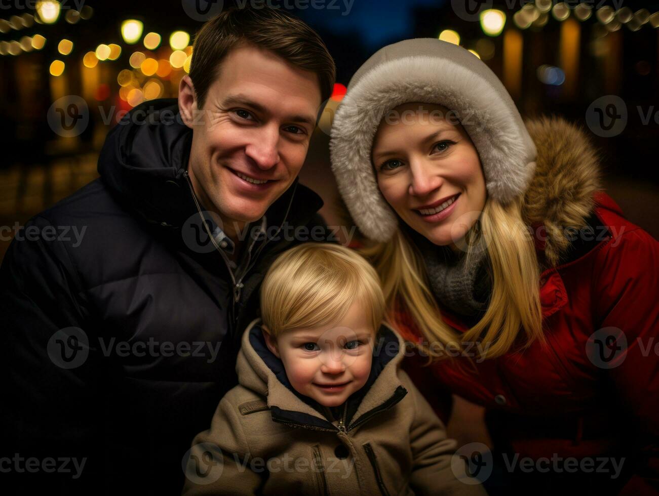 el familia disfruta celebrando Navidad víspera juntos ai generativo foto