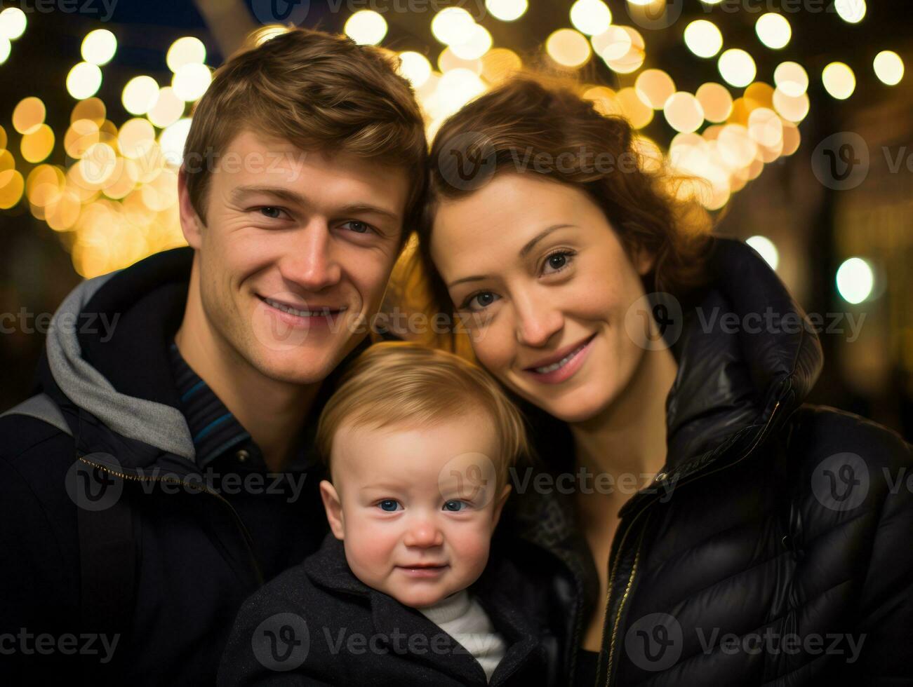 el familia disfruta celebrando Navidad víspera juntos ai generativo foto