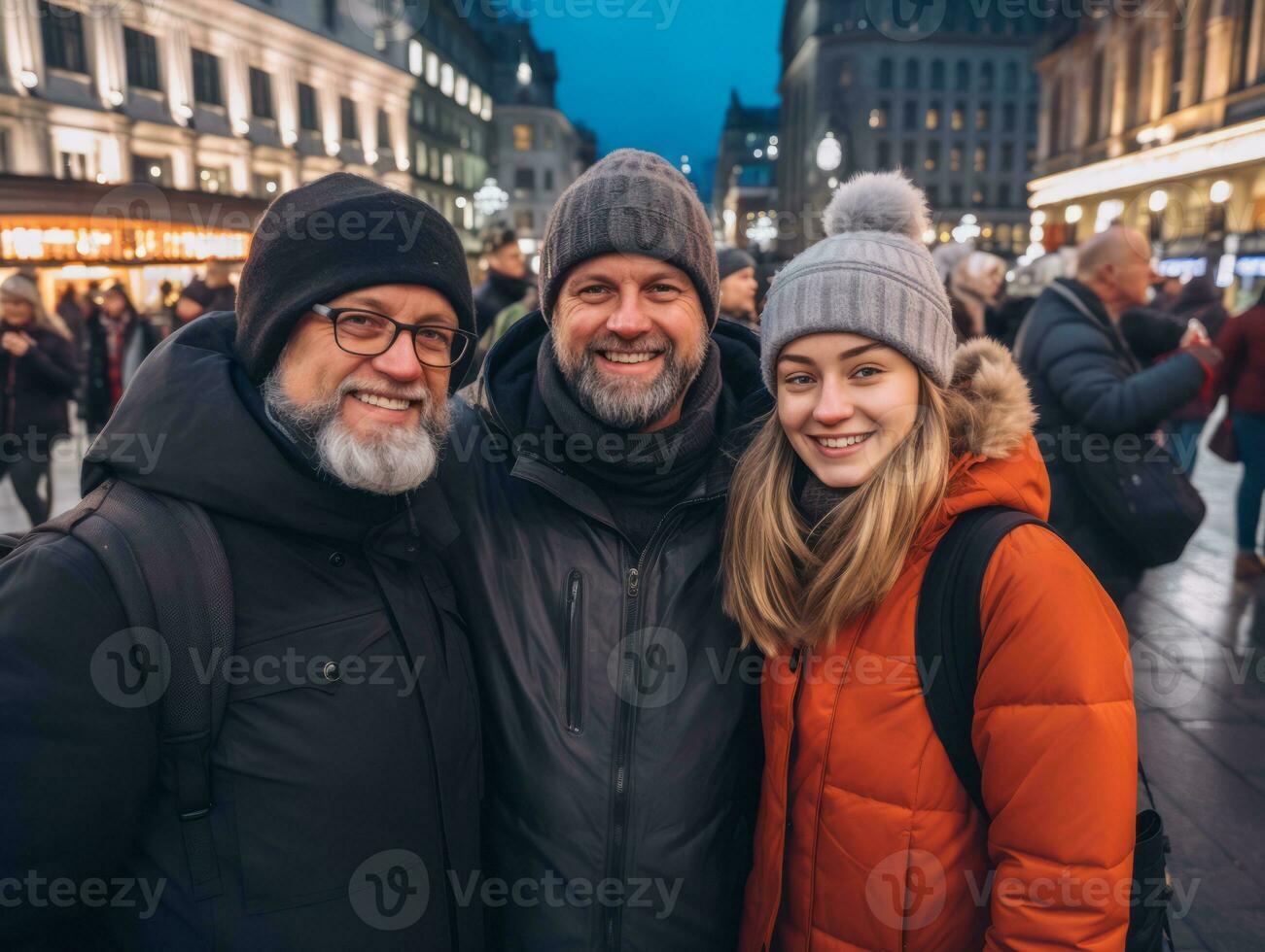 The family enjoys celebrating Christmas Eve together AI Generative photo