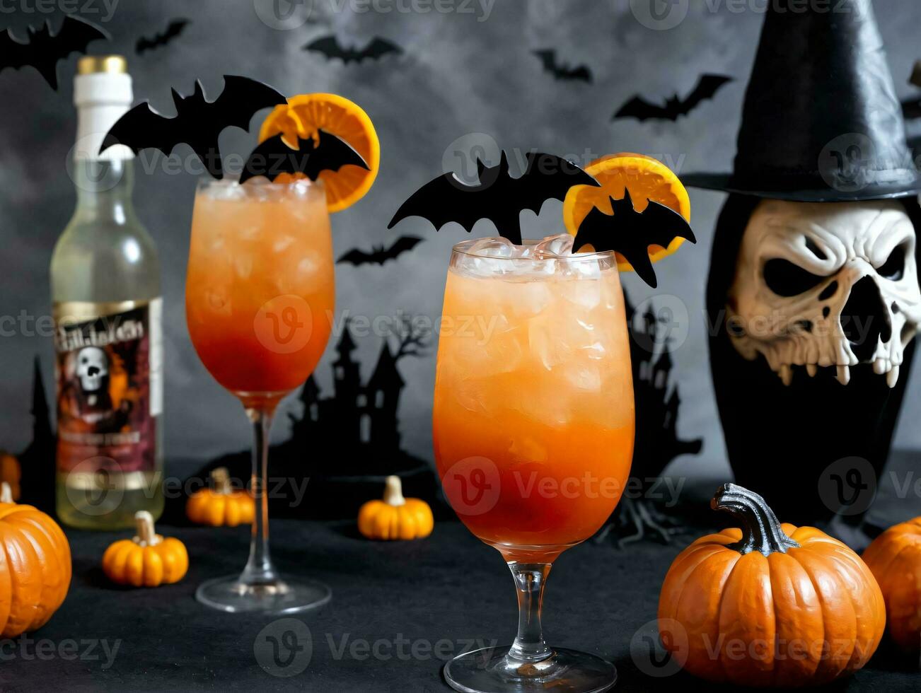 A Couple Of Glasses That Have Some Drinks In Them. AI Generated photo