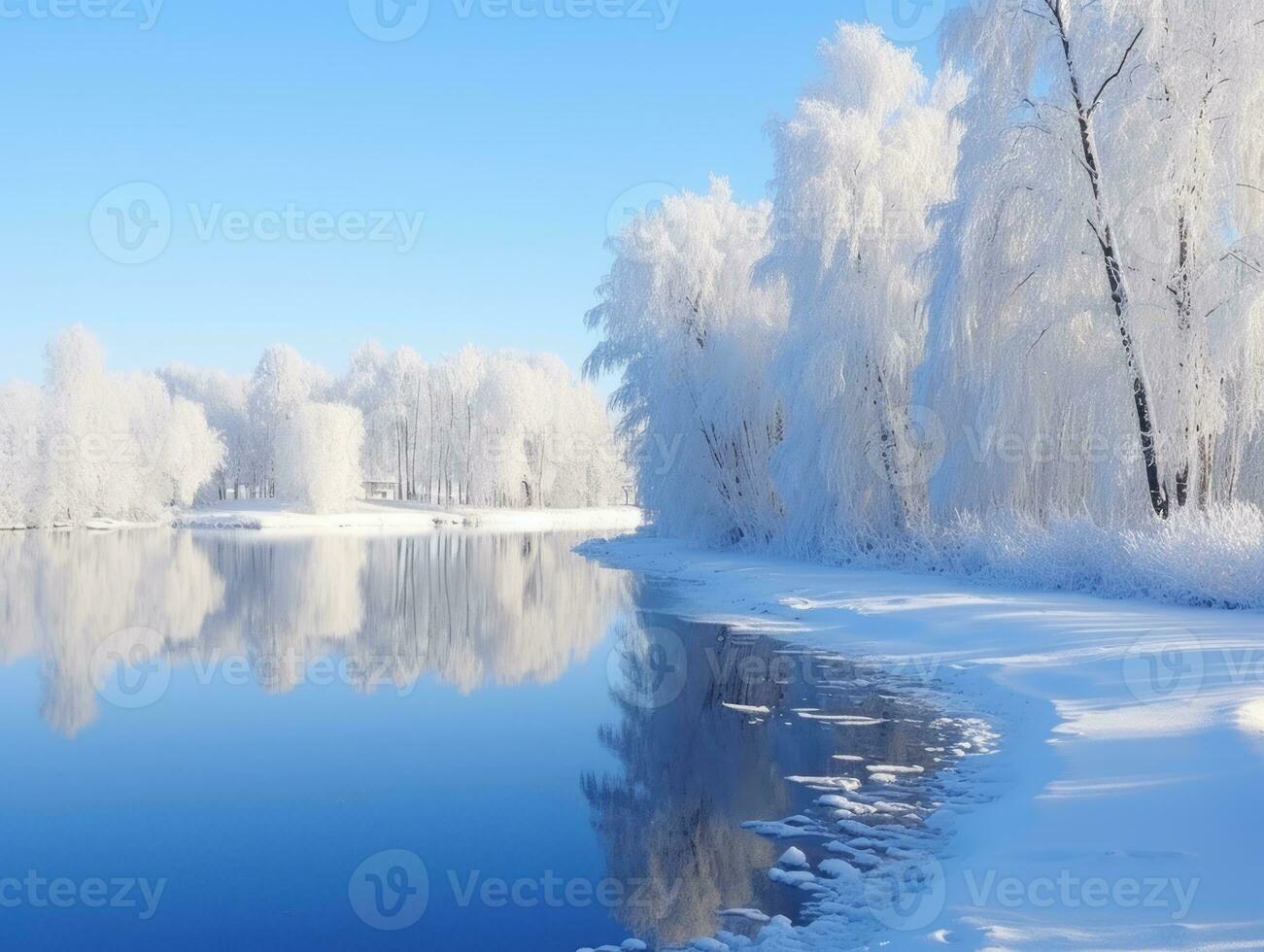 Minimalist winter landscape composition AI Generative photo