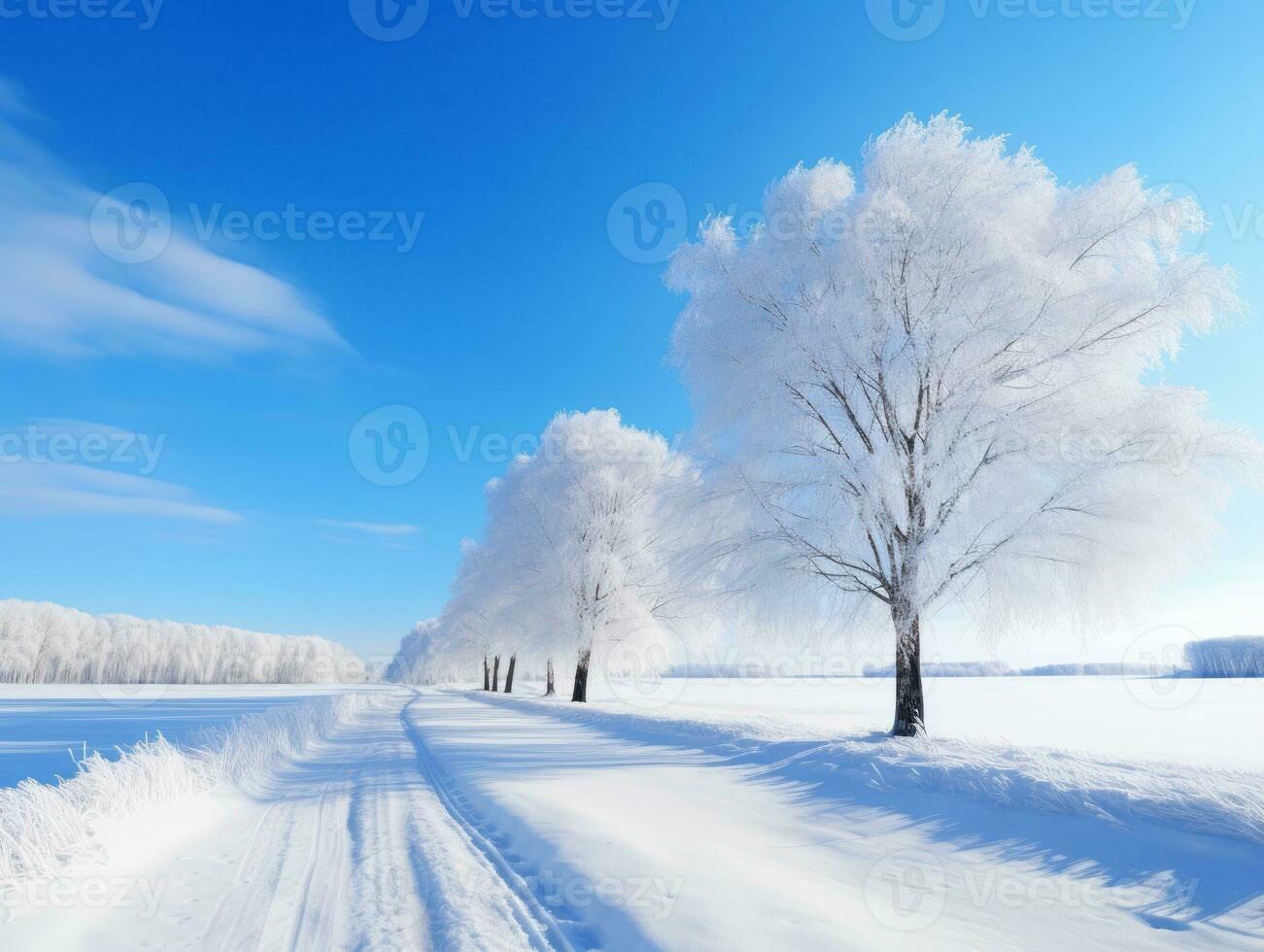 Minimalist winter landscape composition AI Generative photo