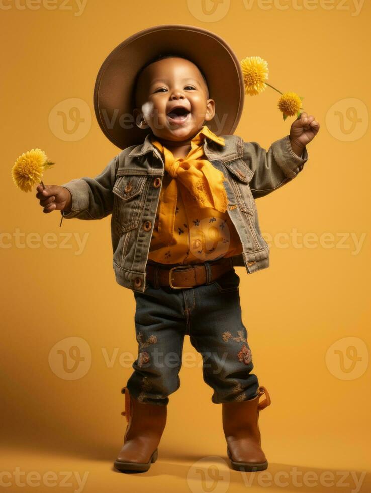 mexicano niño en emocional dinámica actitud en otoño antecedentes ai generativo foto