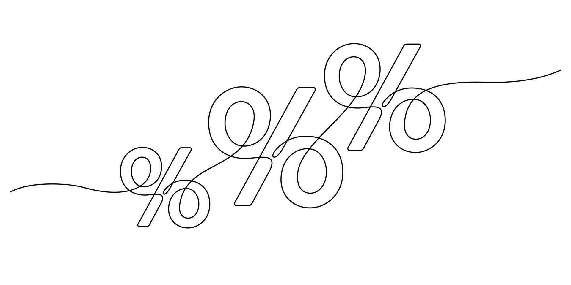 continuous line drawing of percent symbol triple minimalist vector