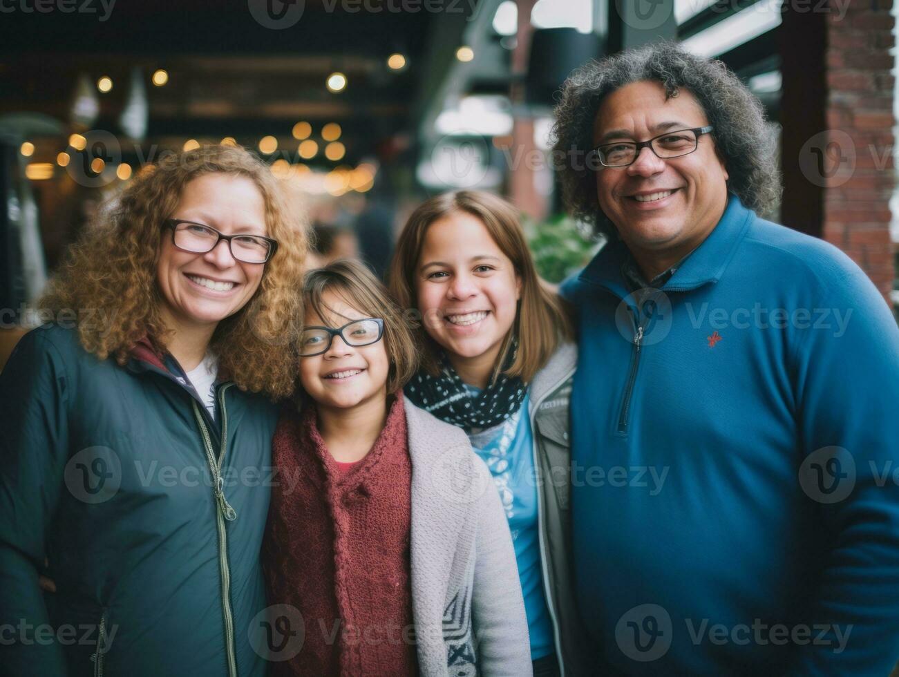 The Interracial family enjoys celebrating Christmas Eve together AI Generative photo