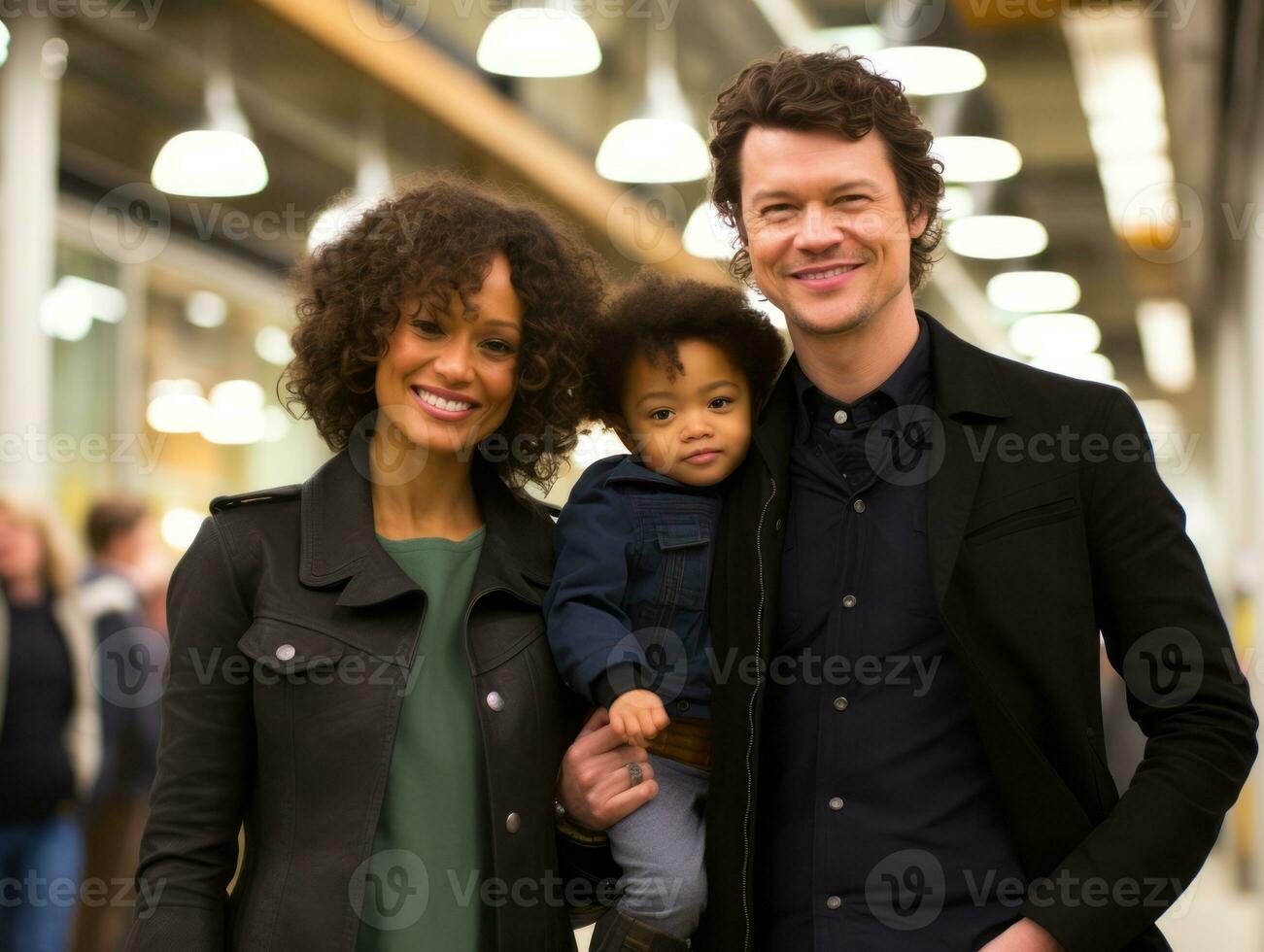 el interracial familia disfruta celebrando Navidad víspera juntos ai generativo foto
