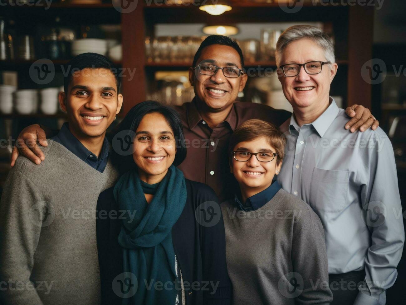 el interracial familia disfruta celebrando Navidad víspera juntos ai generativo foto