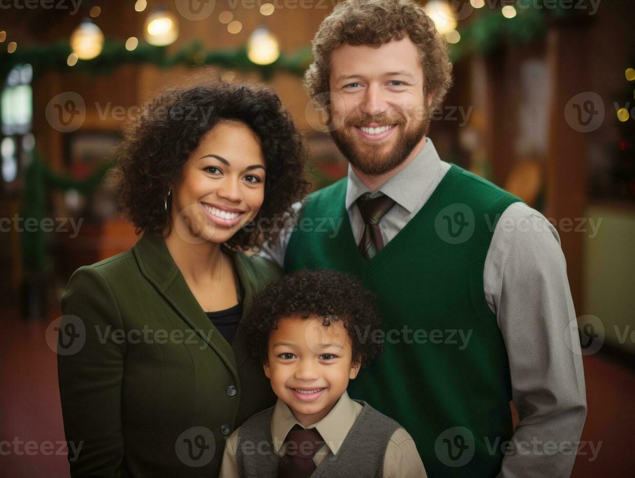 el interracial familia disfruta celebrando Navidad víspera juntos ai generativo foto