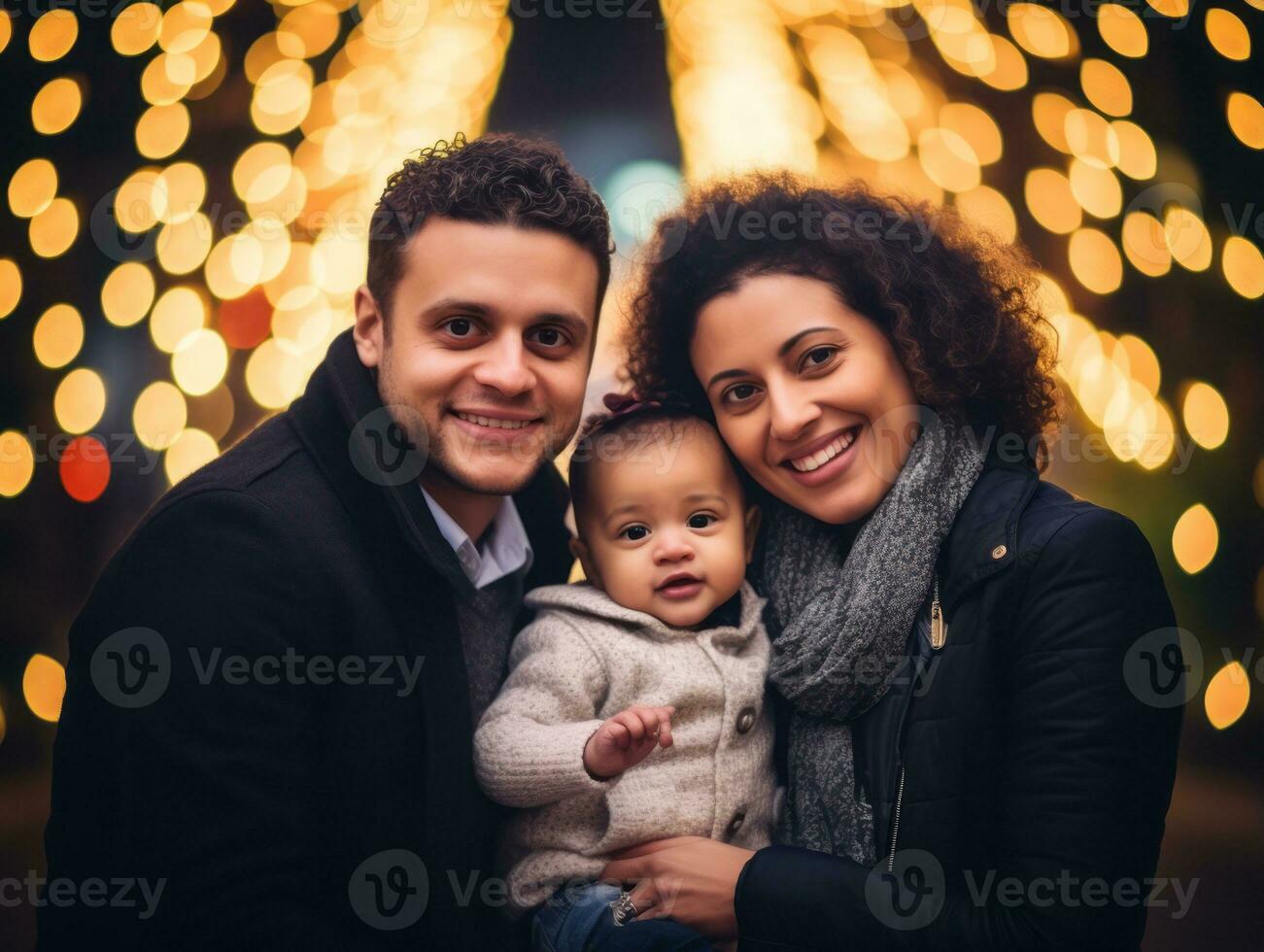 el interracial familia disfruta celebrando Navidad víspera juntos ai generativo foto