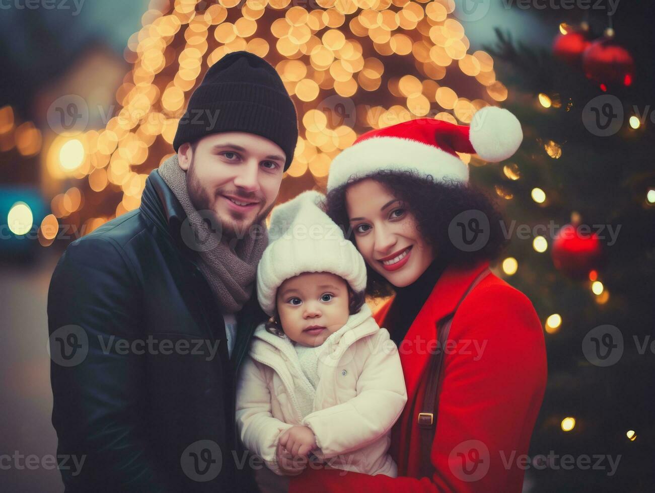 el interracial familia disfruta celebrando Navidad víspera juntos ai generativo foto