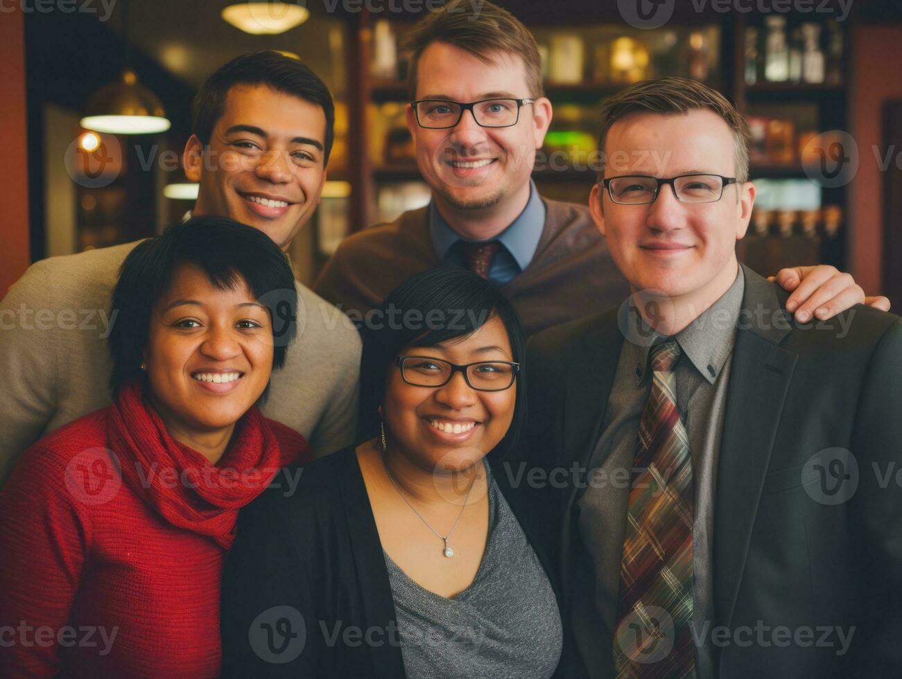 The Interracial family enjoys celebrating Christmas Eve together AI Generative photo