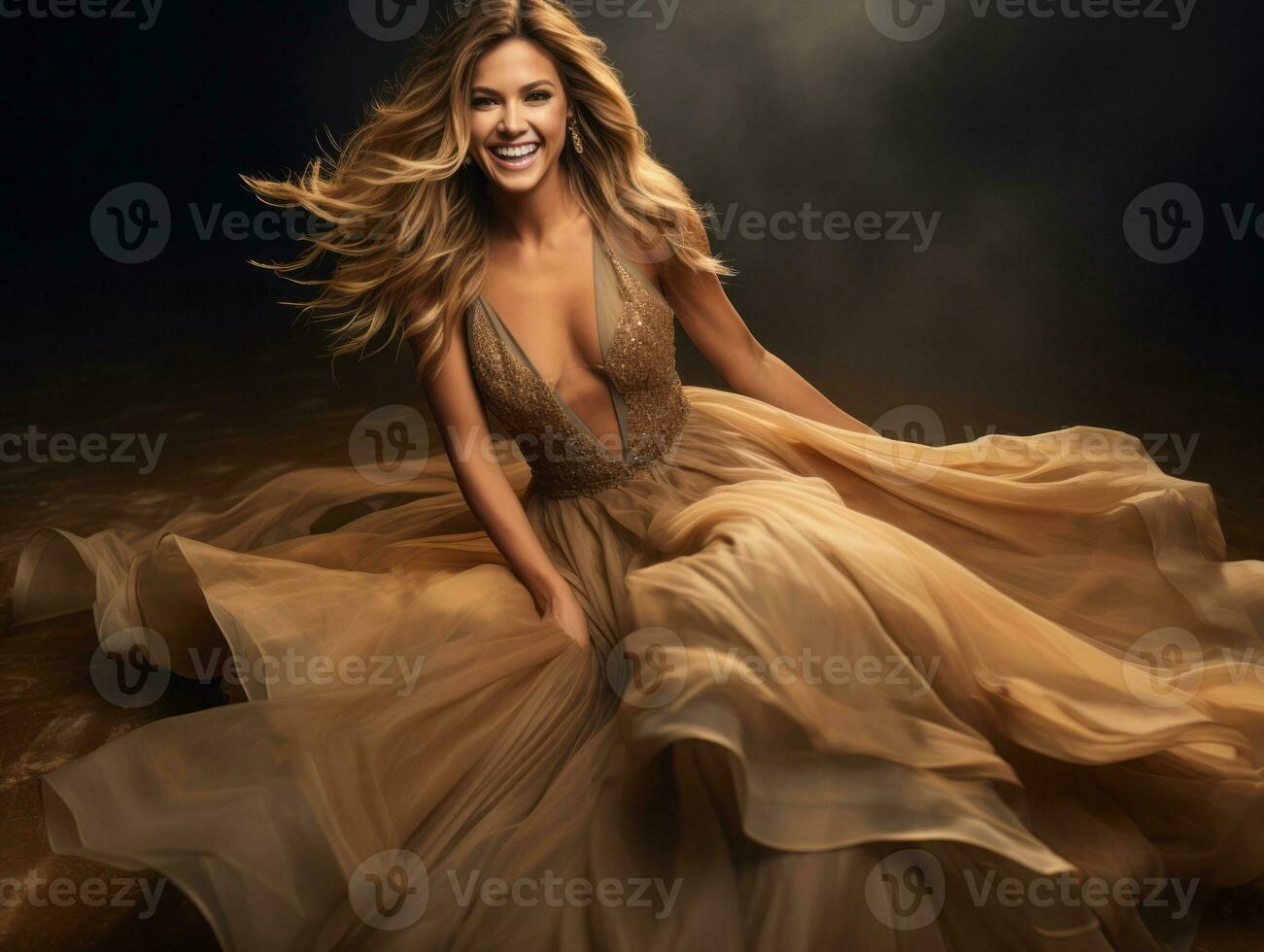 Woman attending a New Year Eve party in an elegant gown AI Generative photo