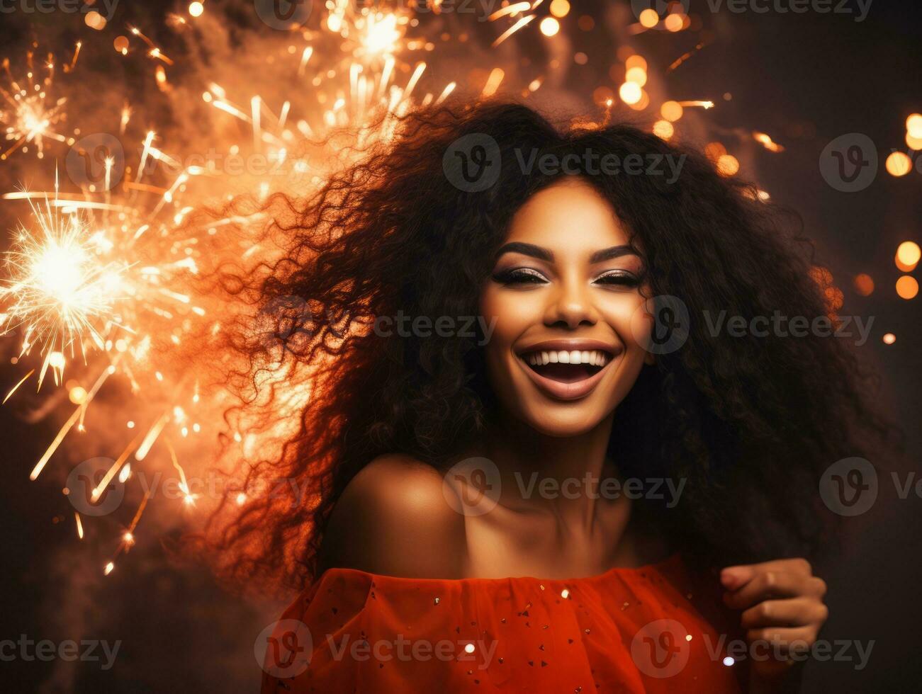 Woman attending a New Year Eve party in an elegant gown AI Generative photo