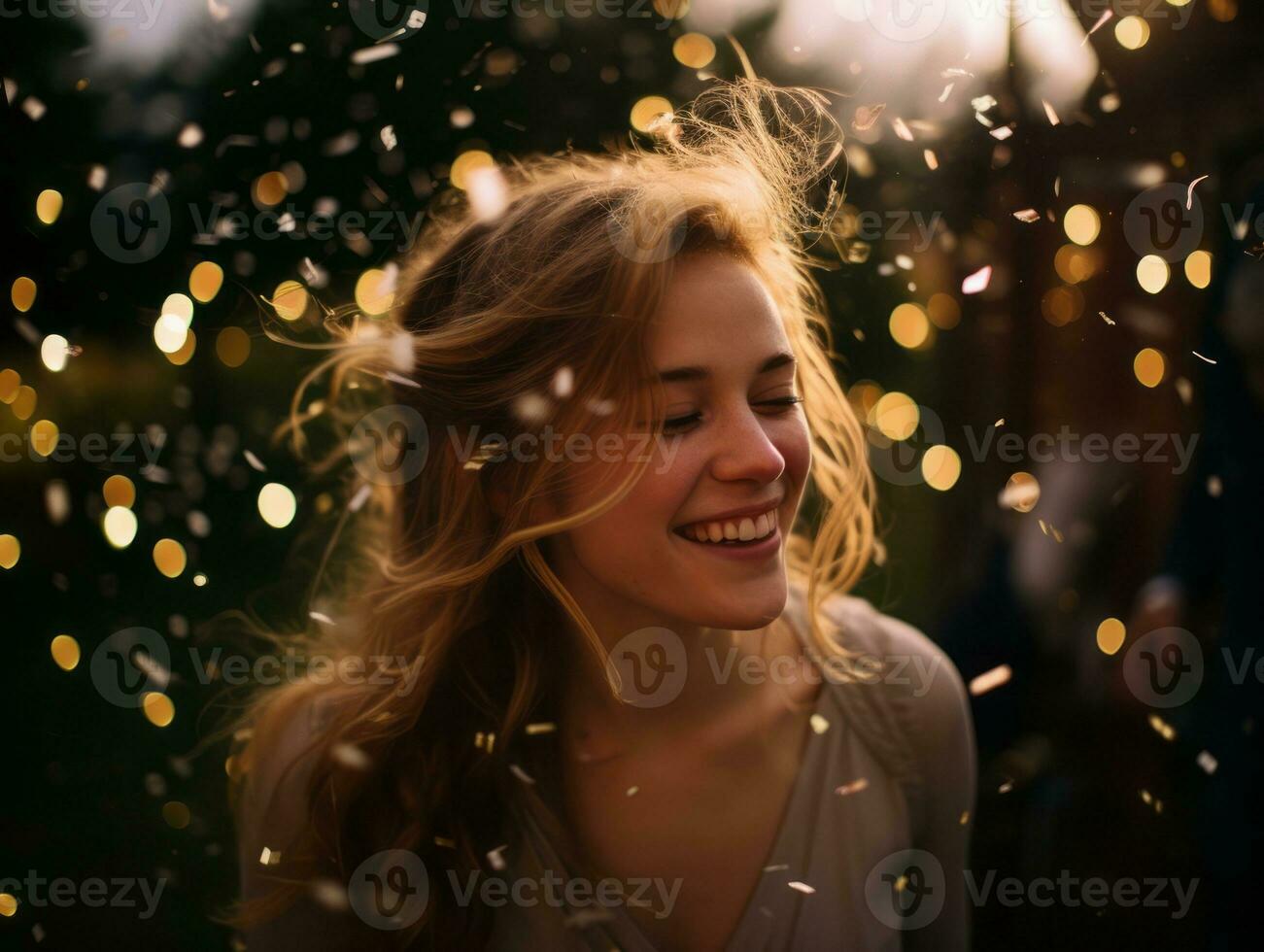 mujer asistiendo un nuevo año víspera fiesta en un elegante vestido ai generativo foto