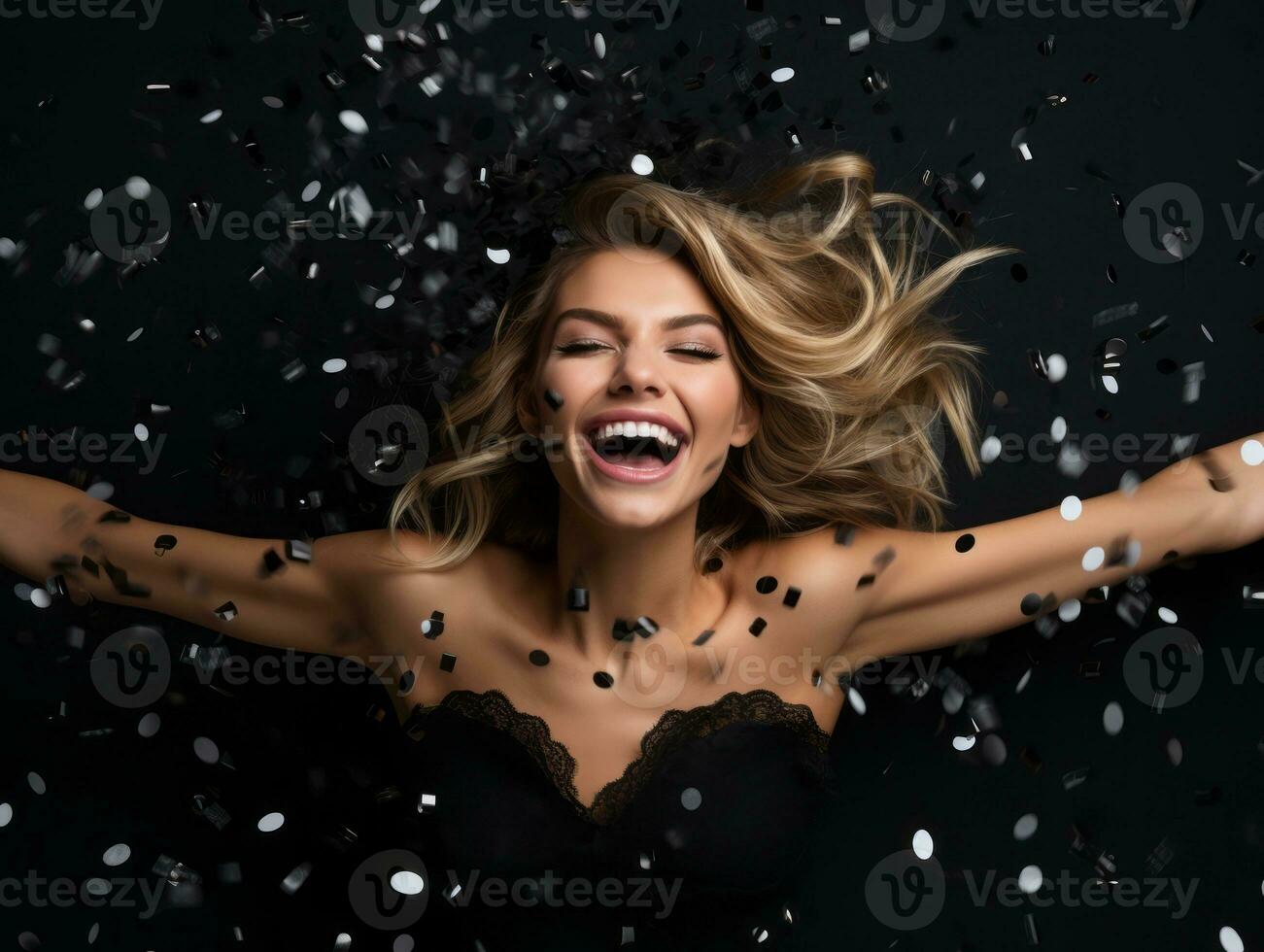 Woman attending a New Year Eve party in an elegant gown AI Generative photo