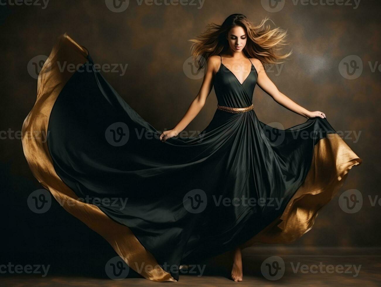 mujer asistiendo un nuevo año víspera fiesta en un elegante vestido ai generativo foto