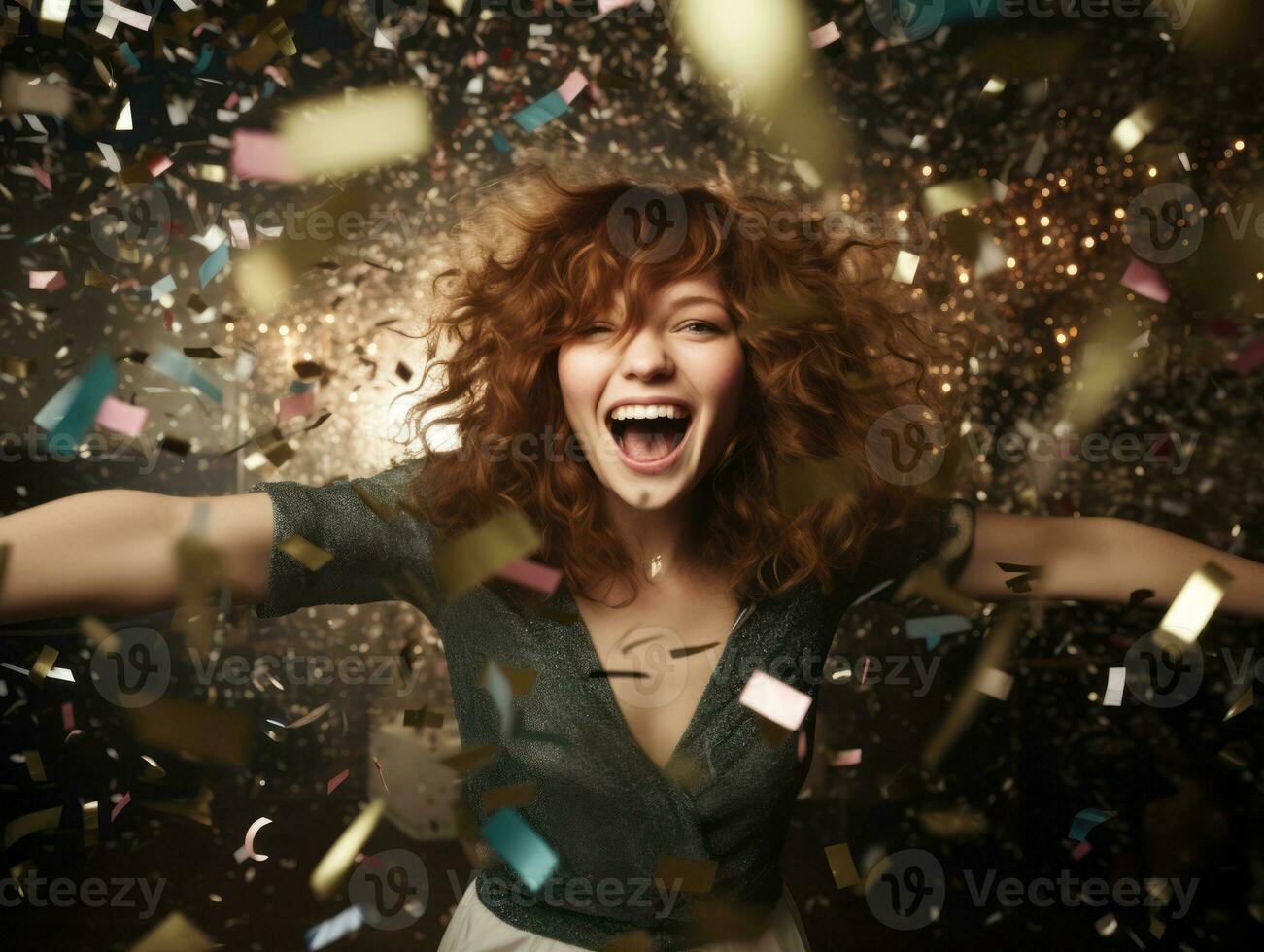 Woman attending a New Year Eve party in an elegant gown AI Generative photo