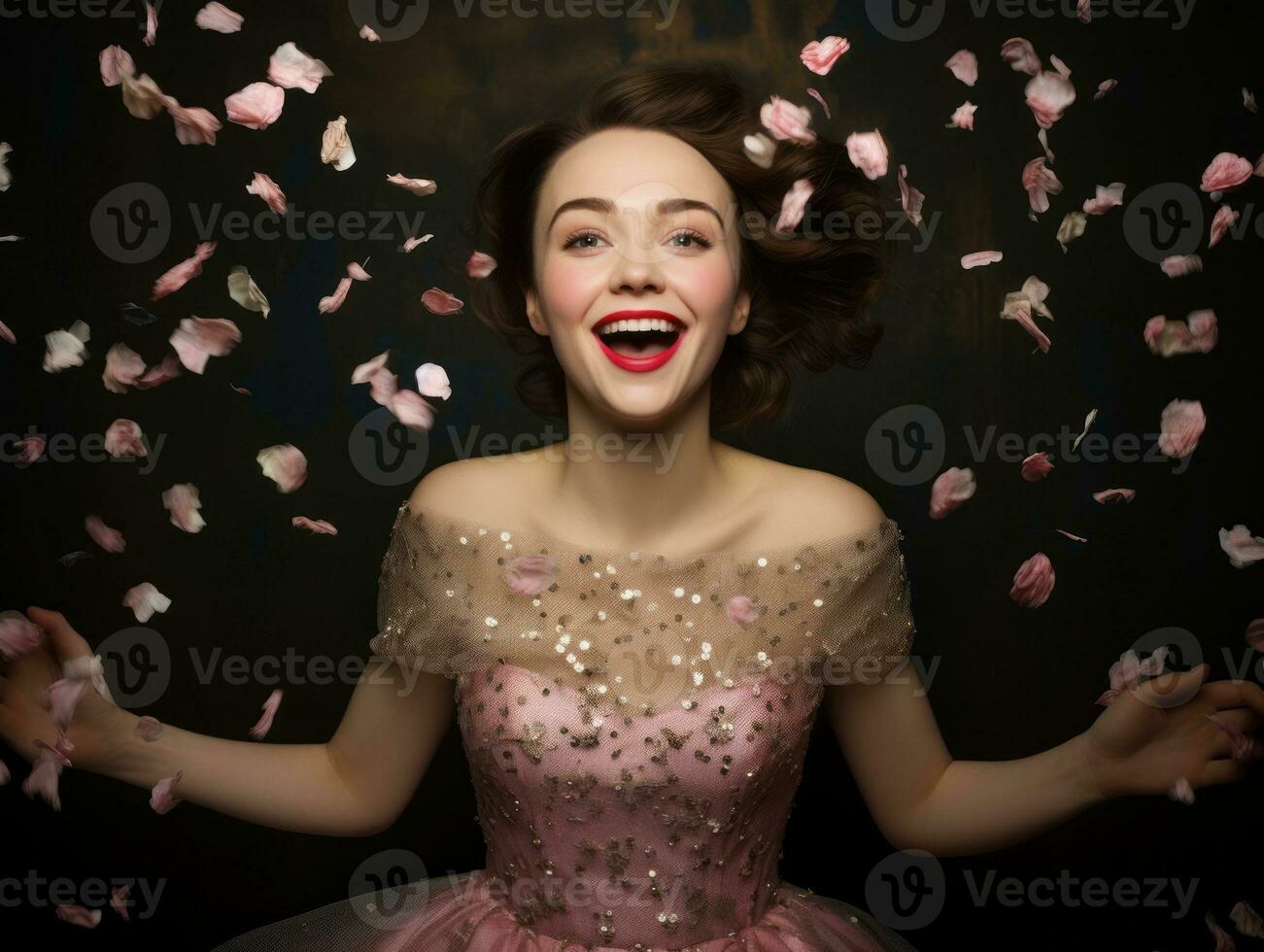 Woman attending a New Year Eve party in an elegant gown AI Generative photo
